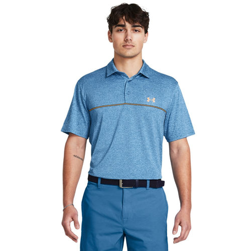 Under Armour UA Playoff 3.0 Stripe Golf Polo Shirt 1378676-406 Phantom Blue / Nova Orange / Midnight Navy 406 M 