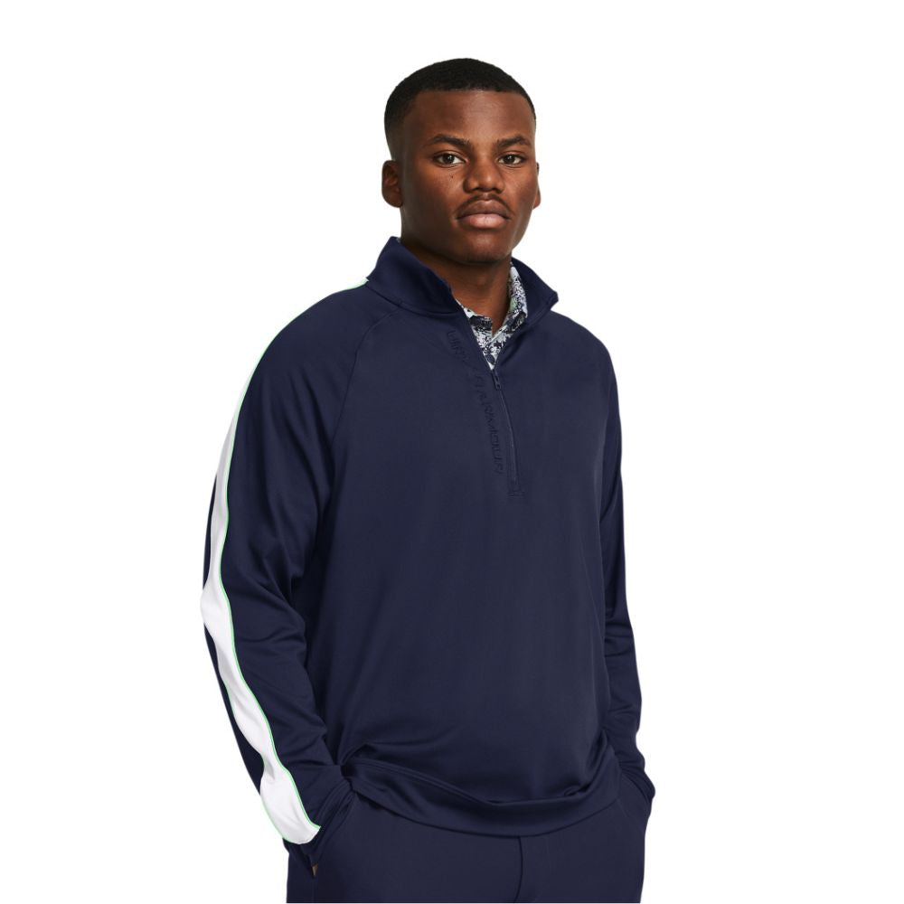 Under Armour Golf Storm Mid Layer 1/2 Zip Pullover Top 1383143-410 Midnight Navy / Matrix Green / White 410 M 