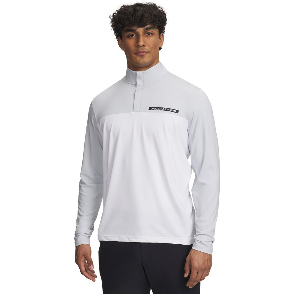 Under Armour UA Tee To Green 1/4 Zip Mens Pullover Golf Top 2025 - 1389878-014 Halo Grey / White / Black 014 M