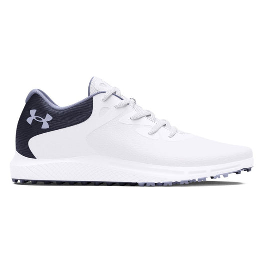Under Armour Charged Breathe 2 SL Spikeless Ladies Golf Shoes 3026403-101 White / Midnight Navy / Celeste 101 4 