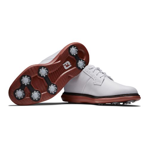 FootJoy Traditions Blucher Mens Spiked Golf Shoes 57946 - White / Brick
