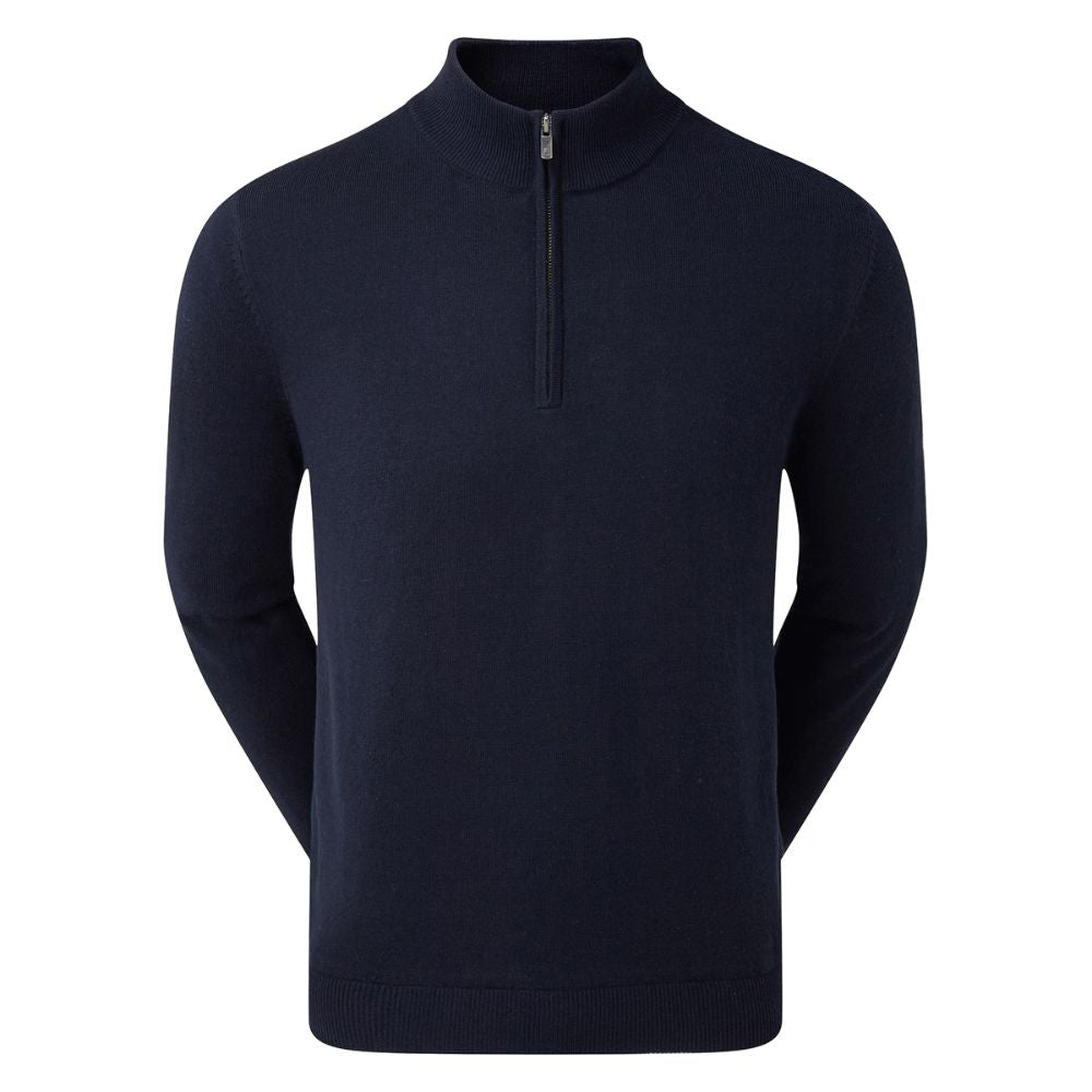 Footjoy Essentials Woolblend 1/2 Zip Lined Mens Golf Midlayer Top - 90210 Navy M