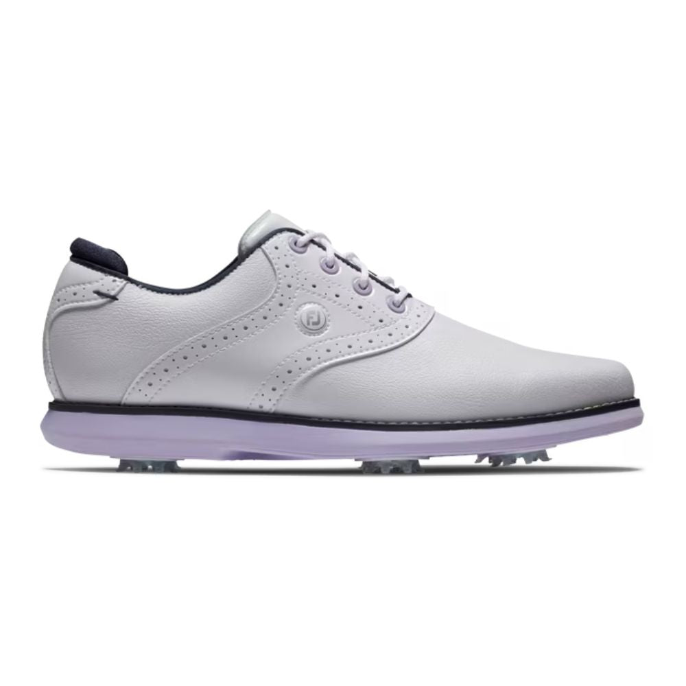 Footjoy Traditions Ladies Spiked Golf Shoes 97930 White / Navy / Purple 97930 4M