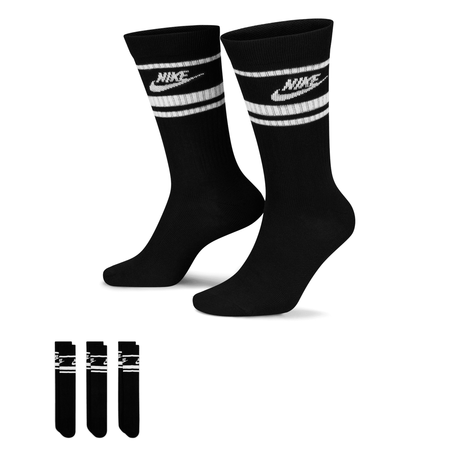 Nike Golf Sportswear Dri-FIT Everyday Essential Crew Socks DX5089 - 010 Black / White 010 L
