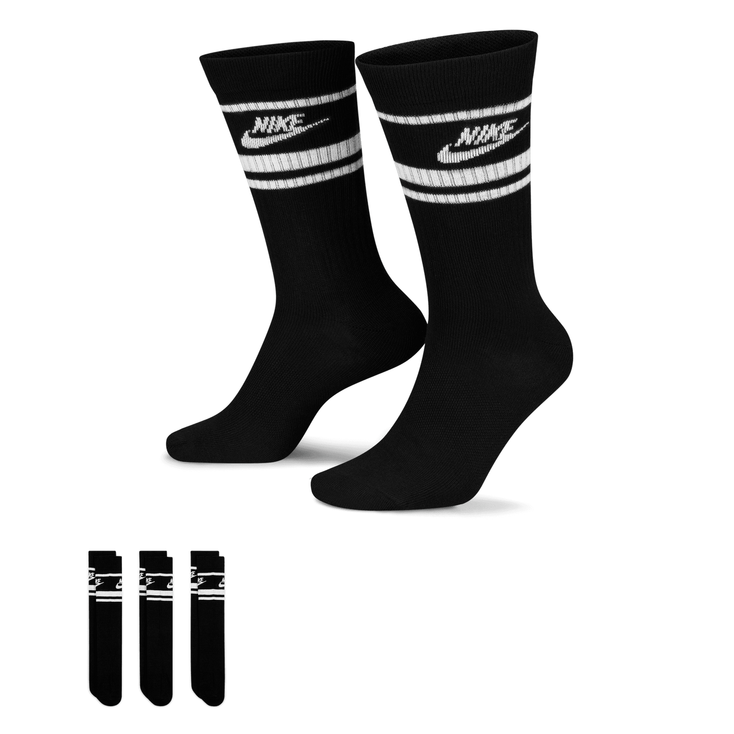 Nike Golf Sportswear Dri-FIT Everyday Essential Crew Socks DX5089 - 010 Black / White 010 L 