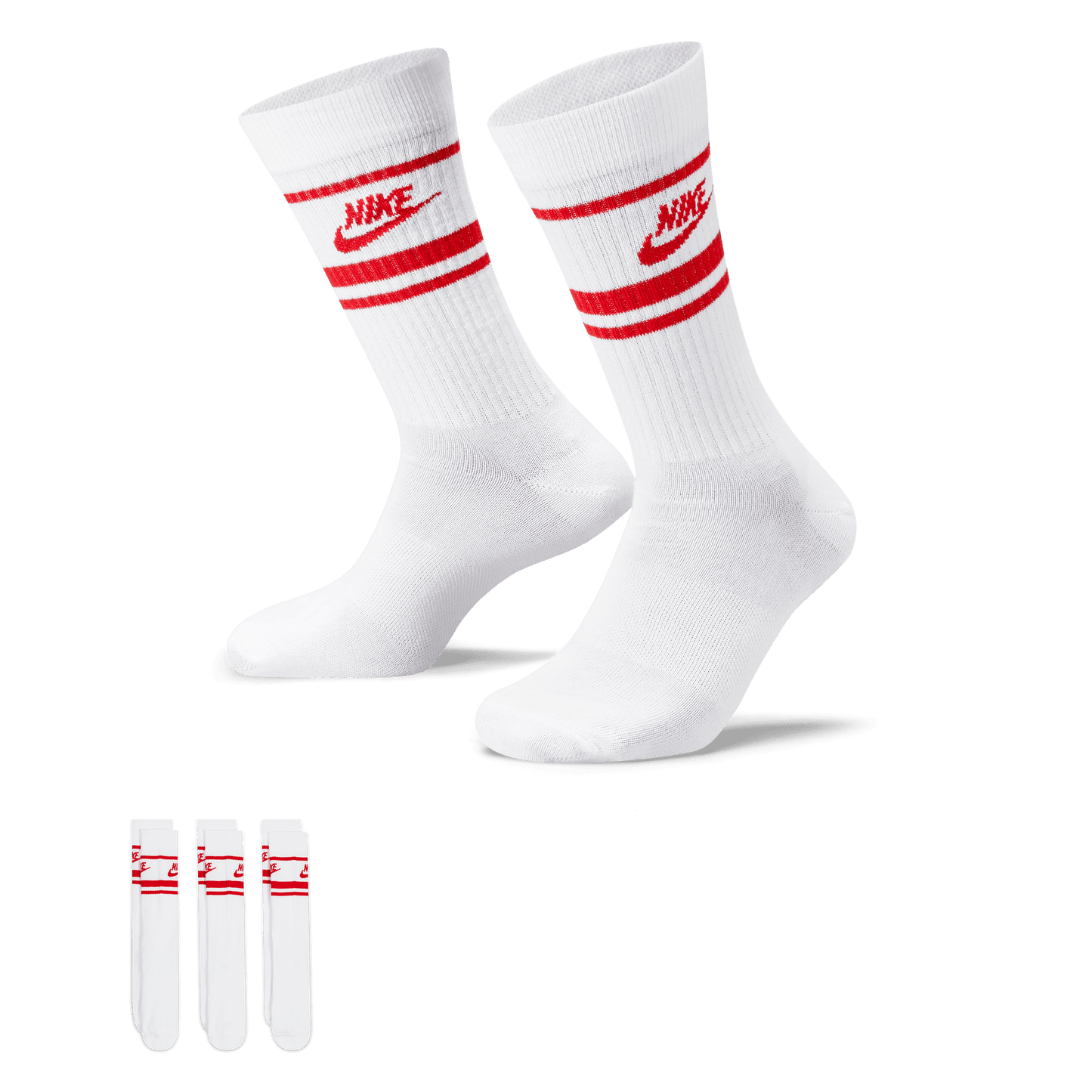 Nike Golf Sportswear Dri-FIT Everyday Essential Crew Socks DX5089 - 102 White / University Red / University Red 102 L