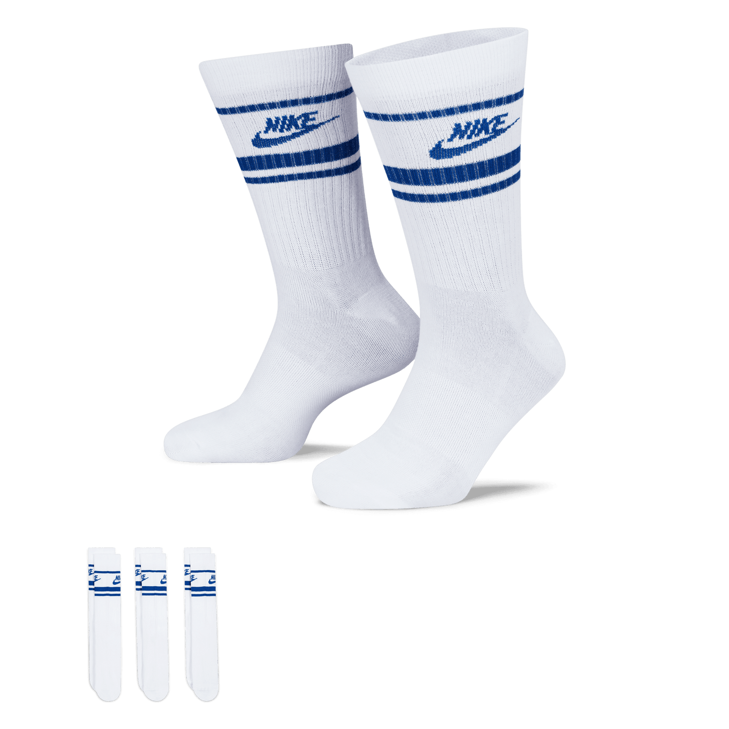 Nike Golf Sportswear Dri-FIT Everyday Essential Crew Socks DX5089 - 105 White / Game Royal / Game Royal 105 L