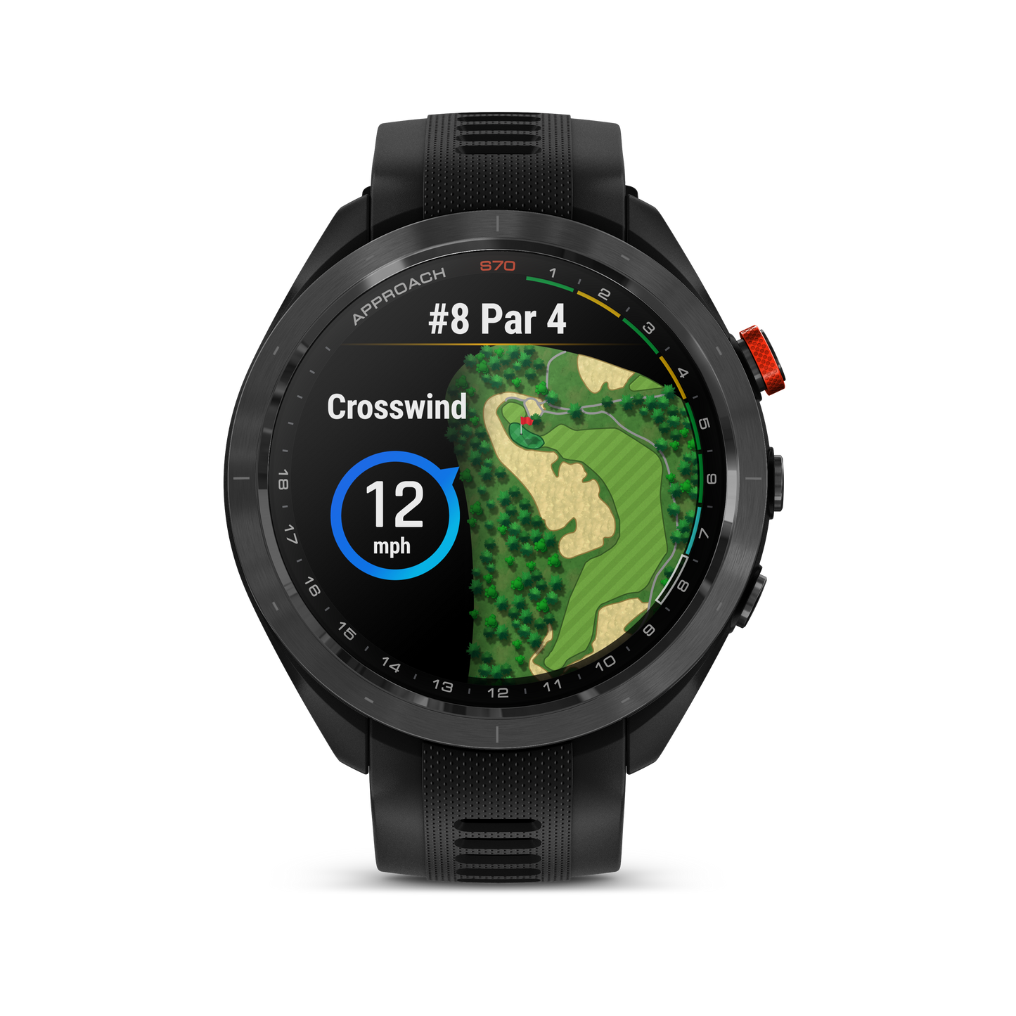 Garmin Approach S70 Golf GPS Watch - 47 mm Black Ceramic Bezel with Black Silicone Band   