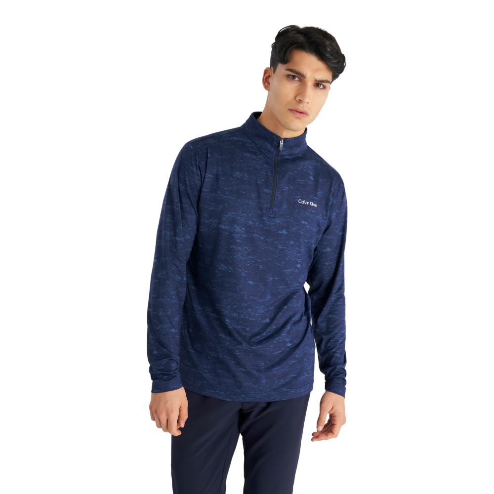 Calvin Klein Newport 1/2 Zip Pullover Golf Top C9924 - Evening Blue Print