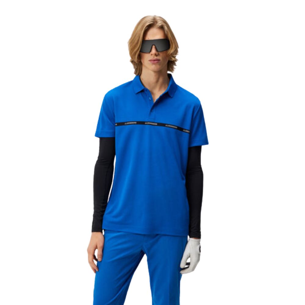 J Lindeberg Chad Mens Regular Fit Golf Polo Shirt Nautical Blue Major Golf Direct