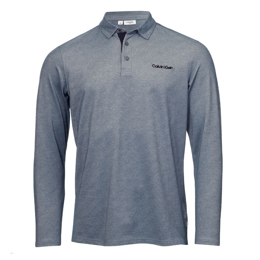 Calvin Klein Medina Long Sleeve Golf Polo Shirt CKMA24915 Engine Blue Marl