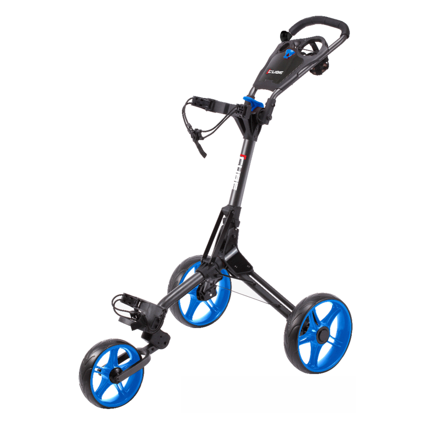 Skymax Cube 3.0 3 Wheeled Golf Trolley + Free Gifts Charcoal/Blue