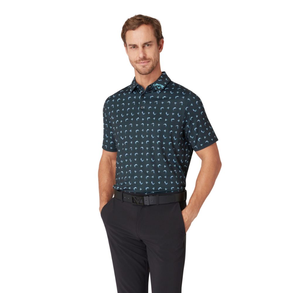 Callaway Abstract Chev Golf Polo Shirt - Caviar