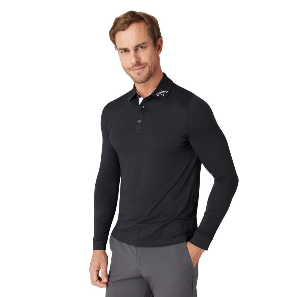 Callaway Performance Long Sleeve Mens Golf Polo Shirt 2025 - Caviar