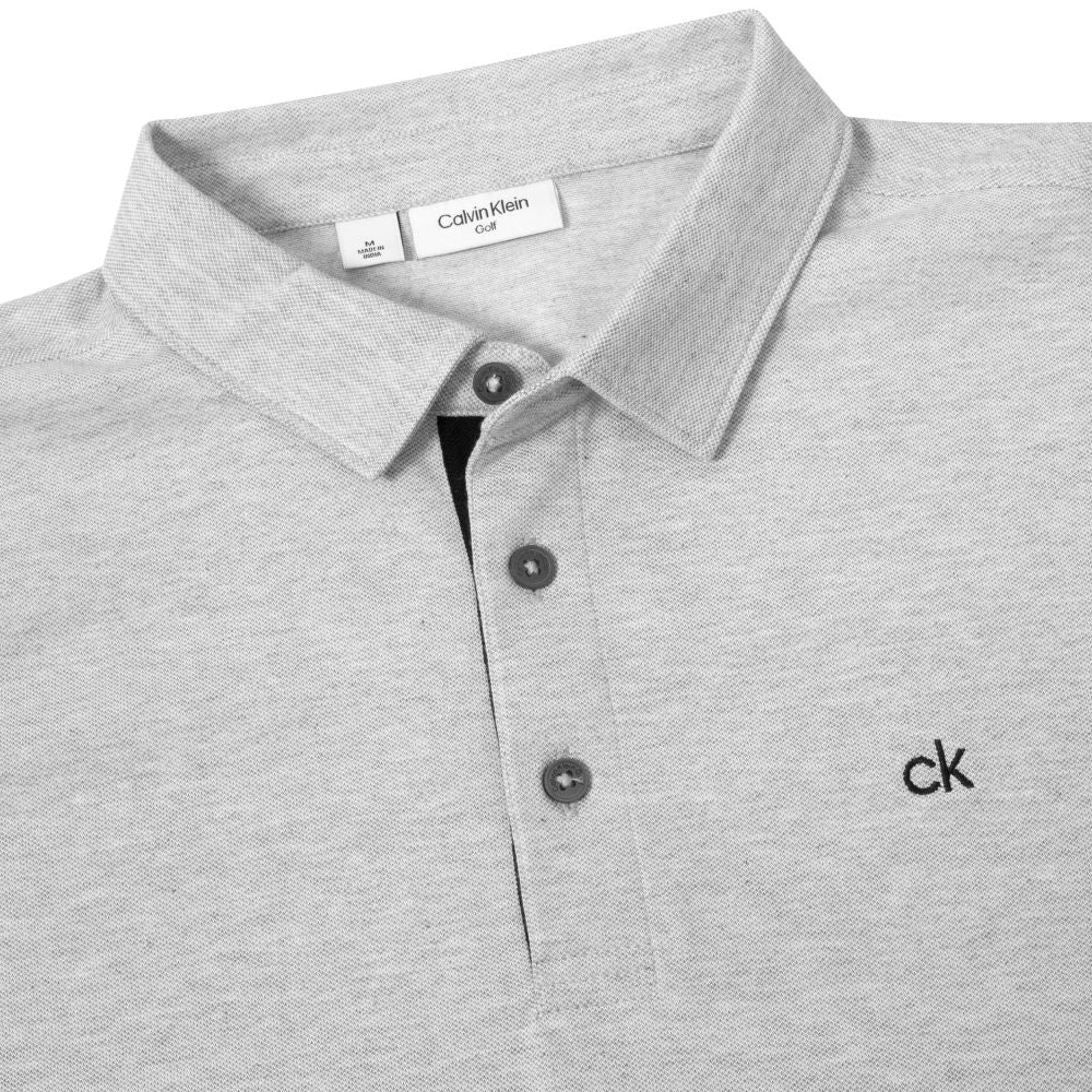 Calvin Klein Bayard Long Sleeve Golf Polo Shirt 2025 - Silver Marl