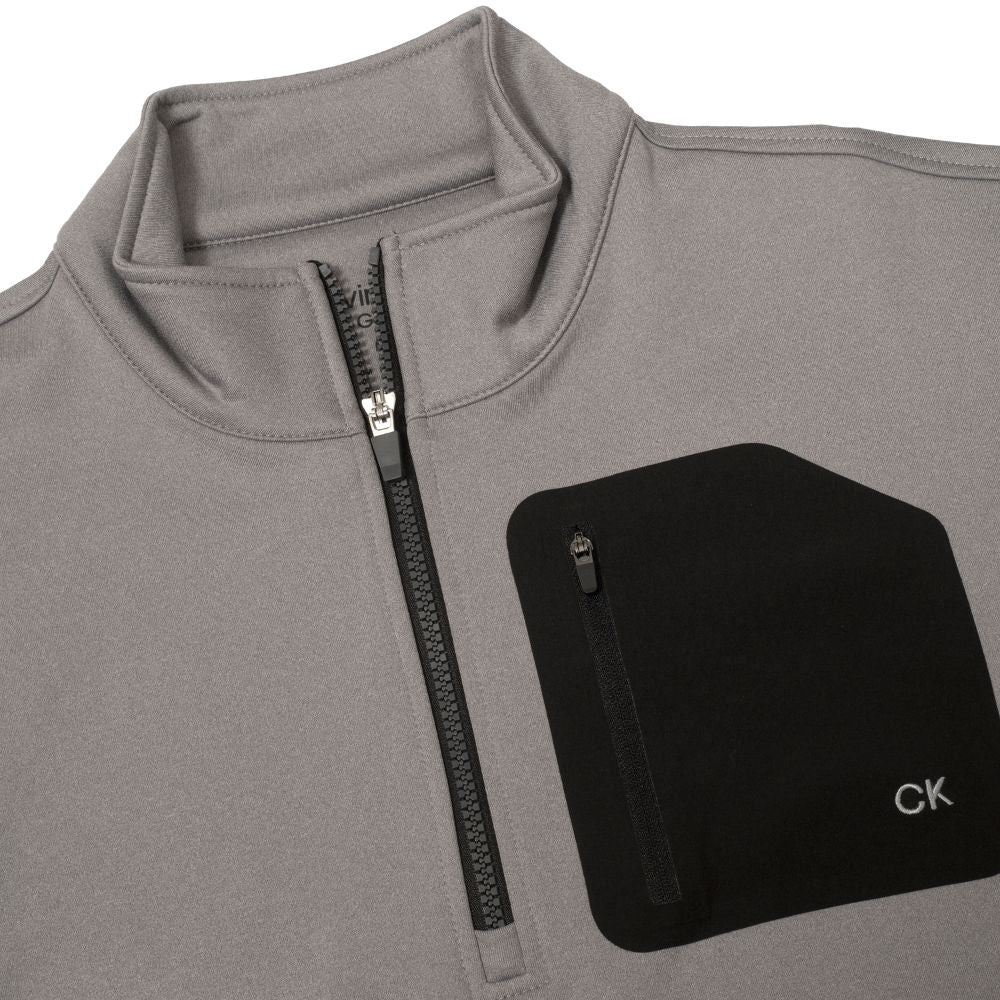 Calvin Klein Delta 1/2 Zip Mid Layer Golf Pullover Top - Silver Marl