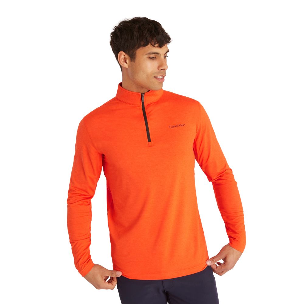 Calvin Klein Newport 1/2 Zip Pullover Golf Top 2025 - Spicy Orange Marl