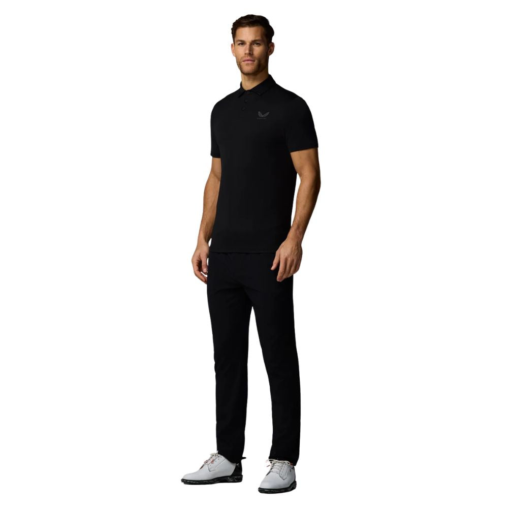 Castore Essential Short Sleeve Golf Polo - Black / Gunmetal