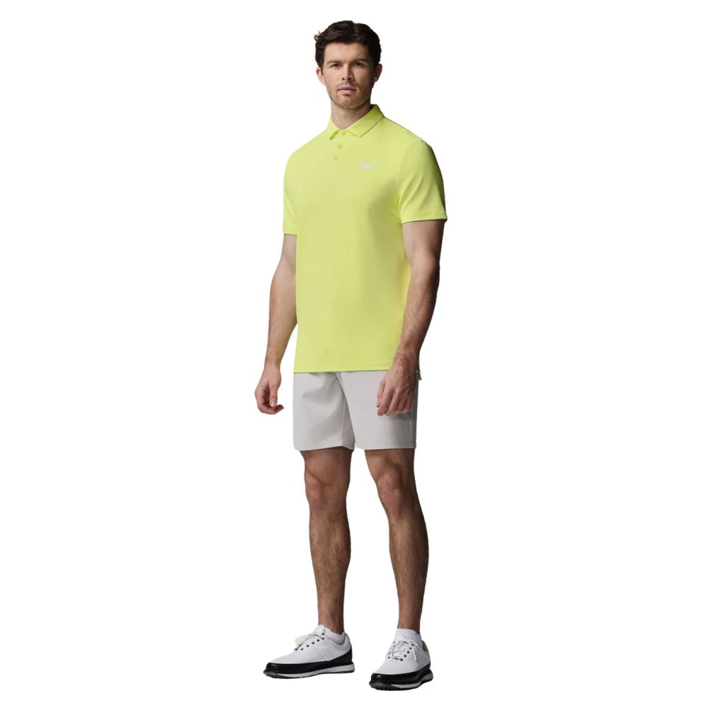 Castore Essential Short Sleeve Golf Polo - Lime / White