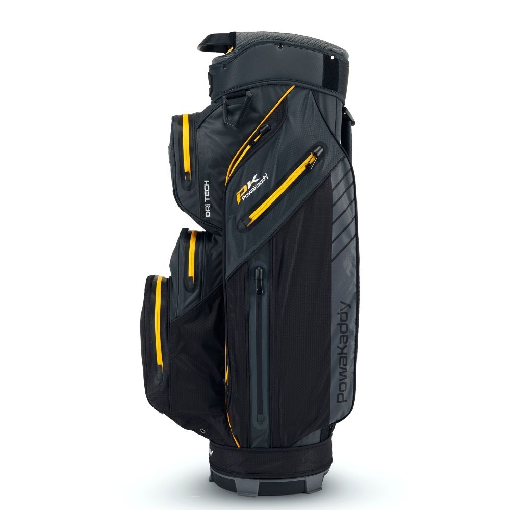 PowaKaddy Dri Tech Golf Cart Bag 2024 - Black Gun Metal Yellow   