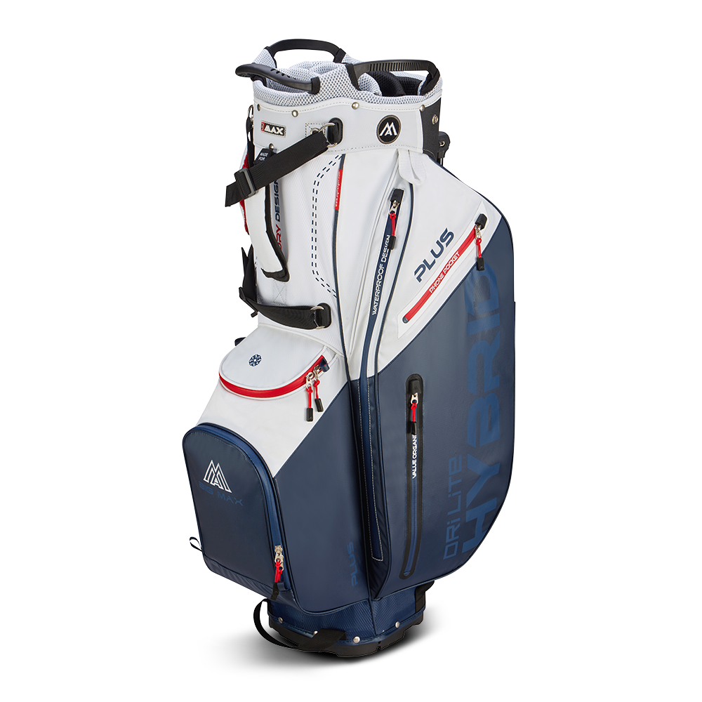 Big Max Dri Lite Hybrid Plus Golf Stand Bag - White / Navy / Red