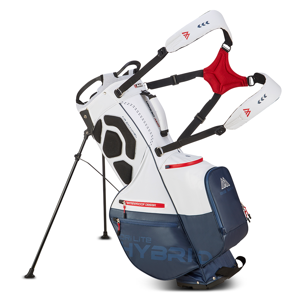 Big Max Dri Lite Hybrid Plus Golf Stand Bag - White / Navy / Red