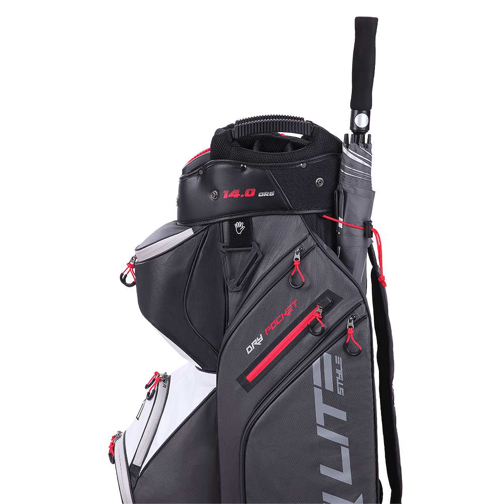 Big Max Dri Lite Style Golf Cart Bag 2024 - Charcoal Black White Red   