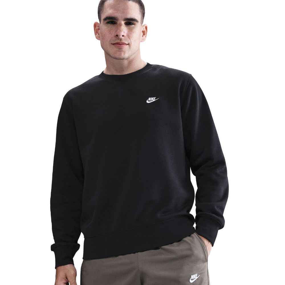 Nike Club Fleece Crew Mens Pullover Golf Top 2025 - FN3886-010 Black / White 010 M