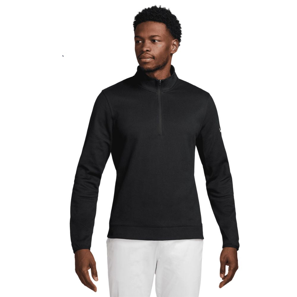 Nike Tour 1/2 Zip Pique Pullover Golf Top - FQ0472 010 Black / White 010 M