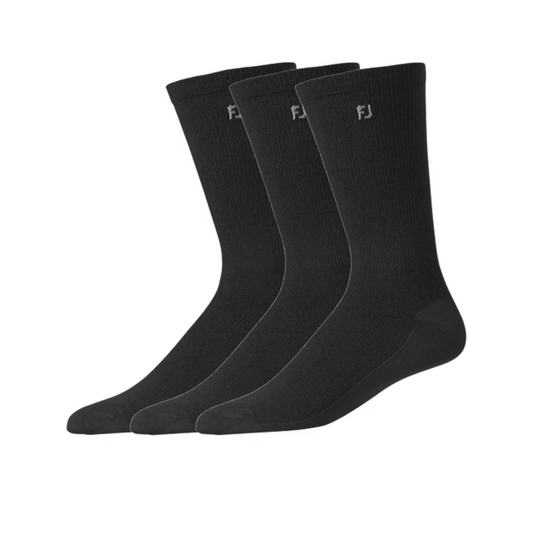 Footjoy ComfortSof Crew Socks 3 Pack 16317 - Black Black 7-11 