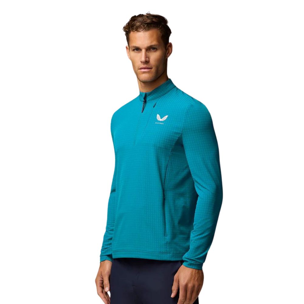 Castore Flex Tech 1/2 Zip Mens Golf Pullover Top - GMD40827-090 Dark Aqua 090 M