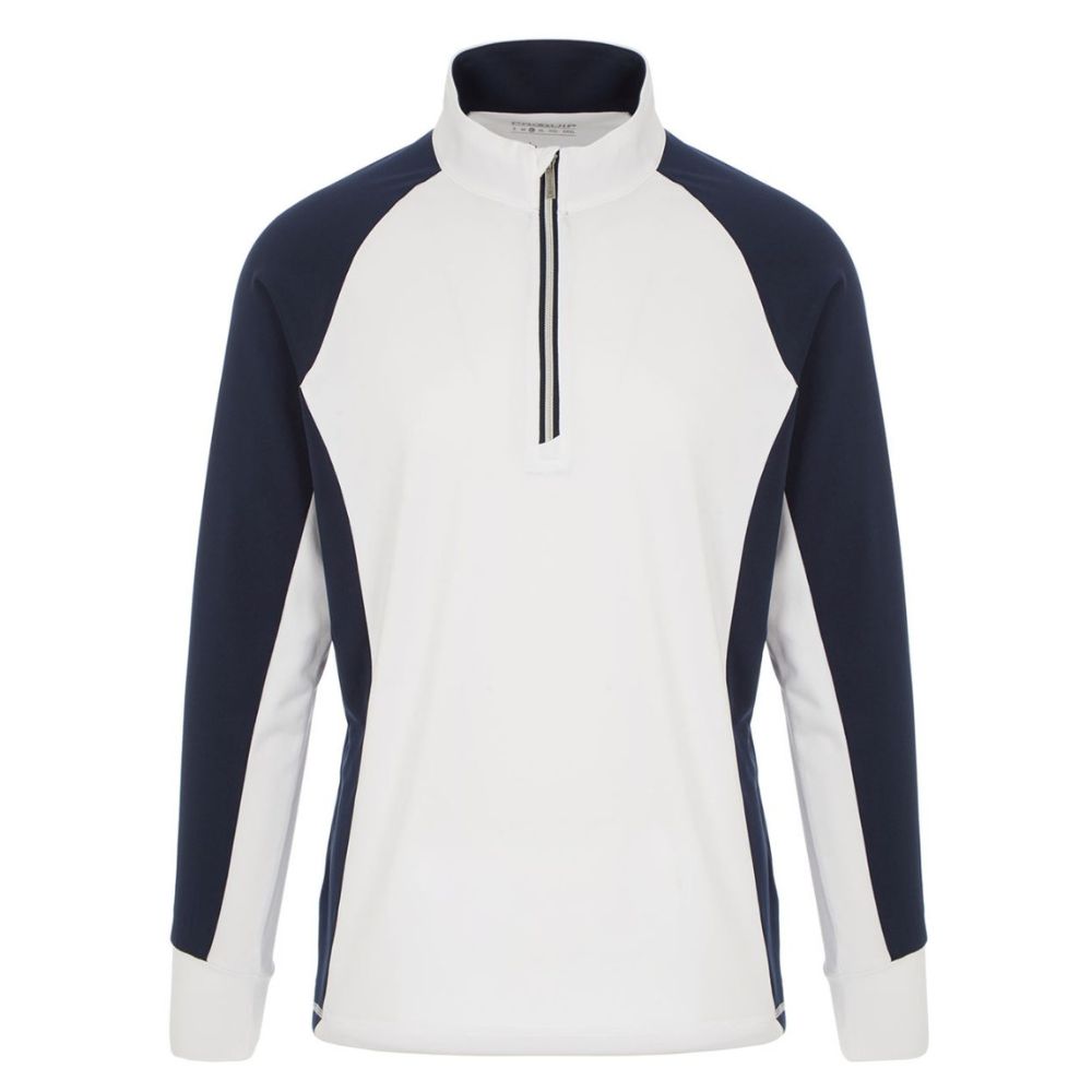 ProQuip Pro-Tech Comfort Stretch 1/4 Zip Midlayer Pullover Top - White / Navy White/Navy M
