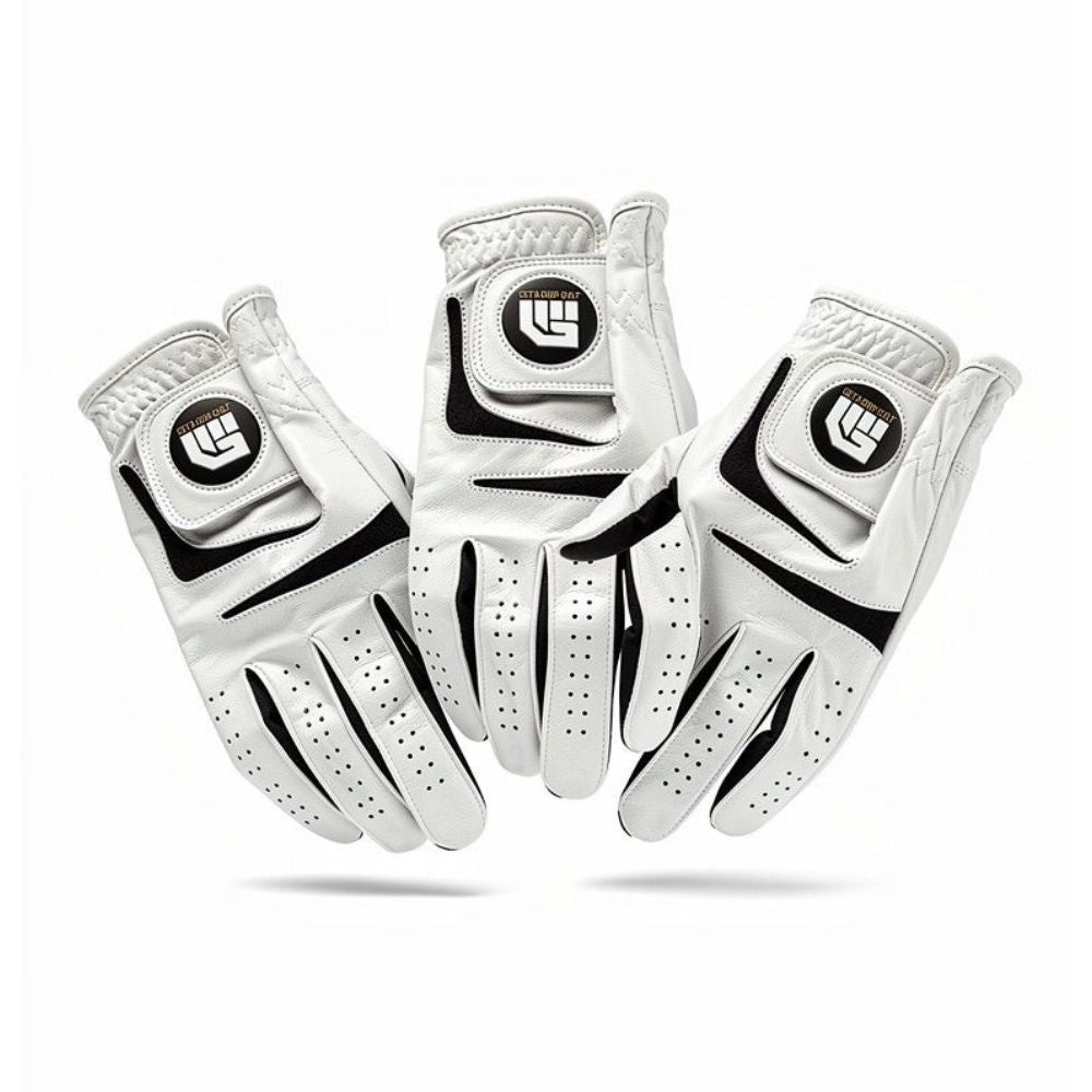 Get A Grip Leather Combo Golf Glove - 3 Pack Left Hand (Right Handed Golfer) S