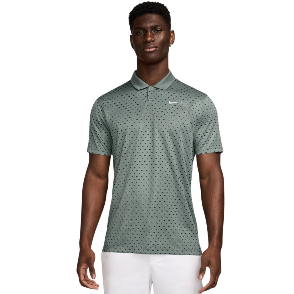 Nike Dri-FIT Victory + Print Golf Polo Shirt 2025 - HM5639-364 Clay Green / White 364 M