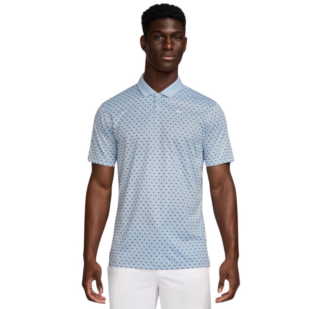 Nike Dri-FIT Victory + Print Golf Polo Shirt 2025 - HM5639-440 Light Armory Blue / White 440 M