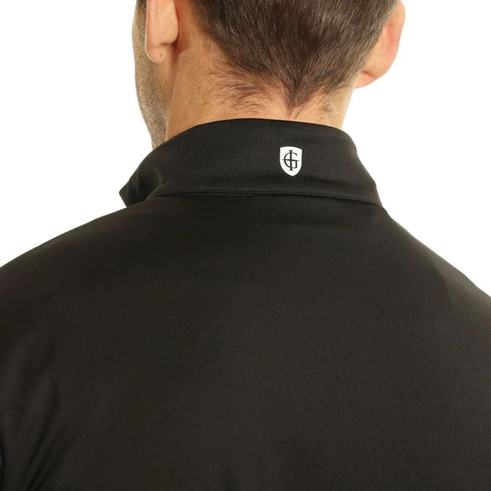 Island Green 1/4 Zip Colour Block Mens Pullover Golf Top - Navy / Black