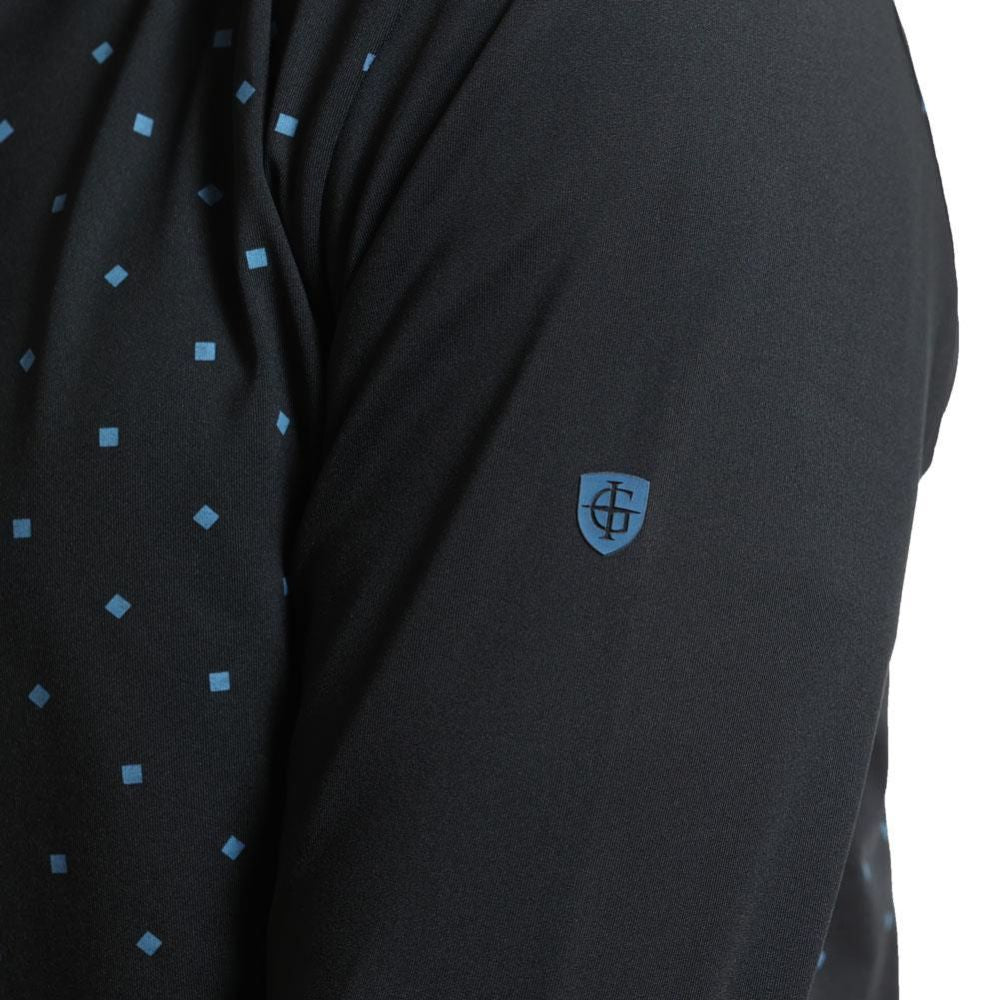 Island Green 1/4 Zip Mens Dot Print Pullover Golf Top - Navy / Mid Blue