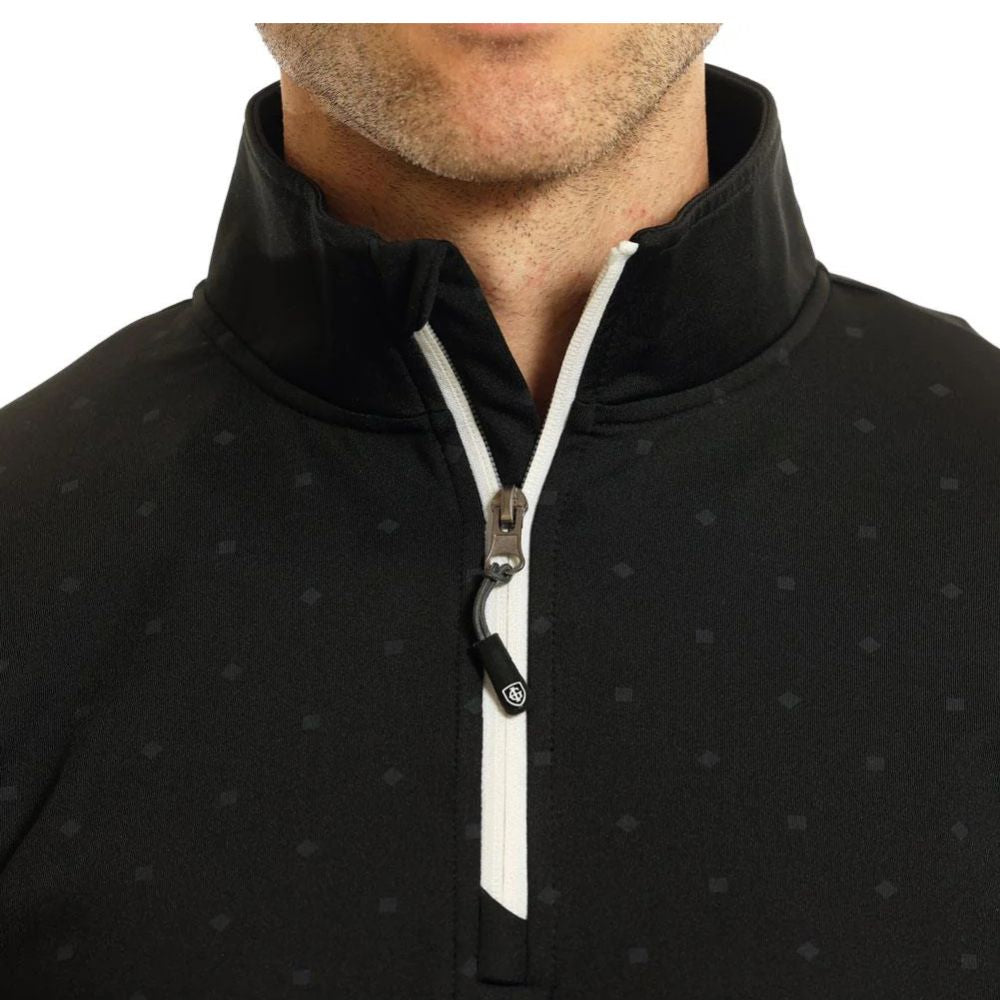 Island Green 1/4 Zip Mens Dot Print Pullover Golf Top - Black / Charcoal