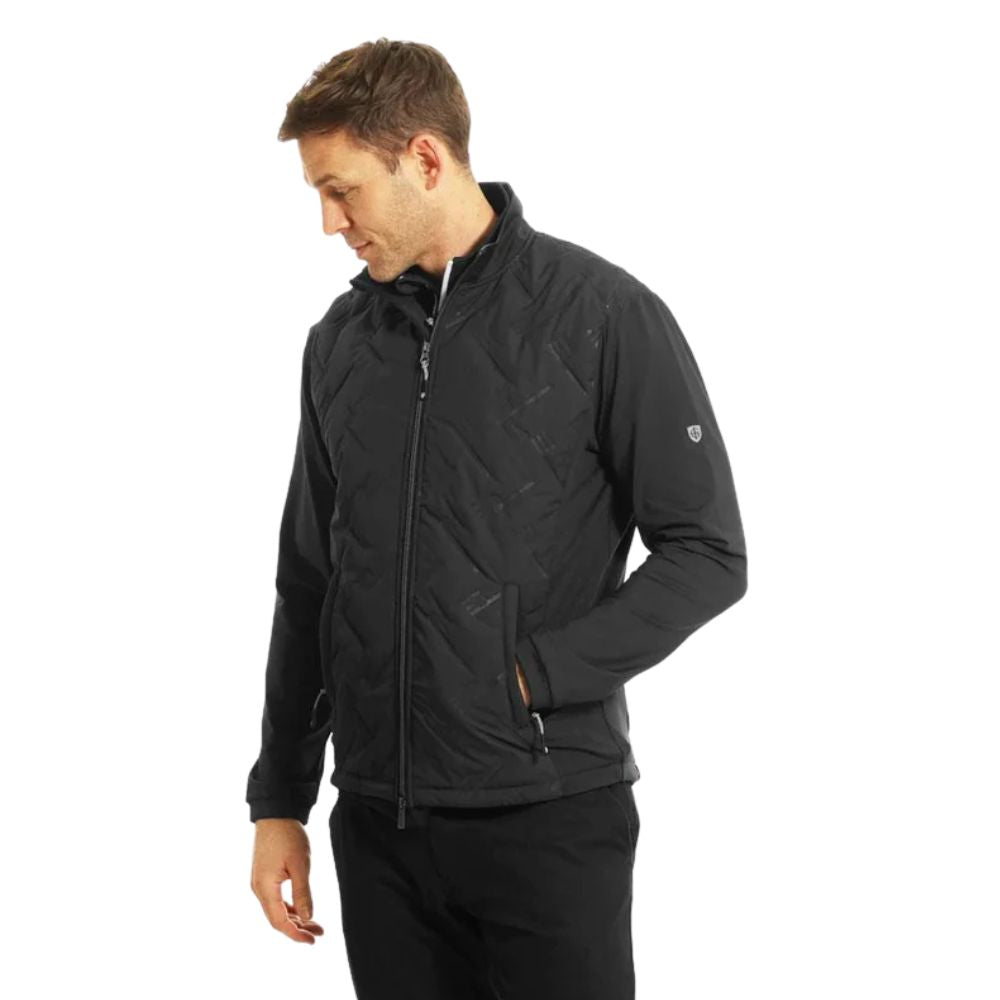 Island Green Heat-Welded Quilted Mens Golf Jacket - Black Black M
