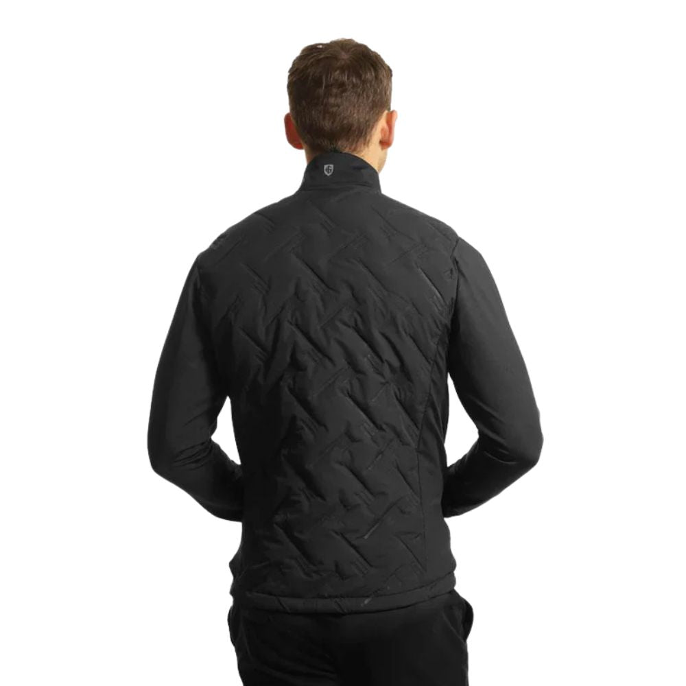 Island Green Heat-Welded Quilted Mens Golf Jacket - Black