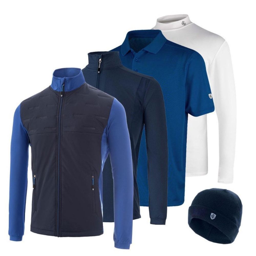 Island Green Mens 5 Piece Professional Golf Clothing Pack Bundle - Navy Navy M