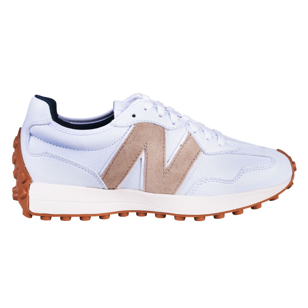 New Balance Ladies 327 Spikeless Golf Shoes 2026 - White / Tan