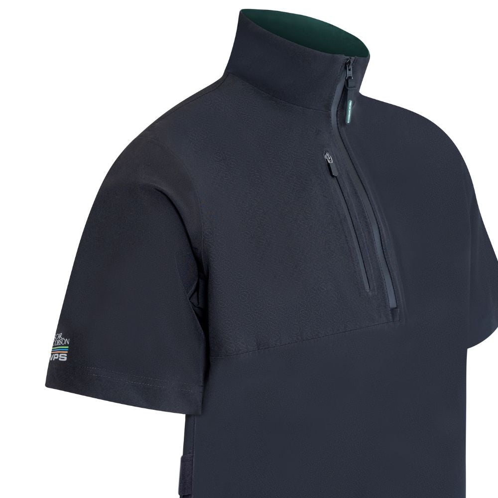 Oscar Jacobson Arlington 1/4 Zip Waterproof Mens Short Sleeve Golf Jacket 2025 - Black / Pineneedle
