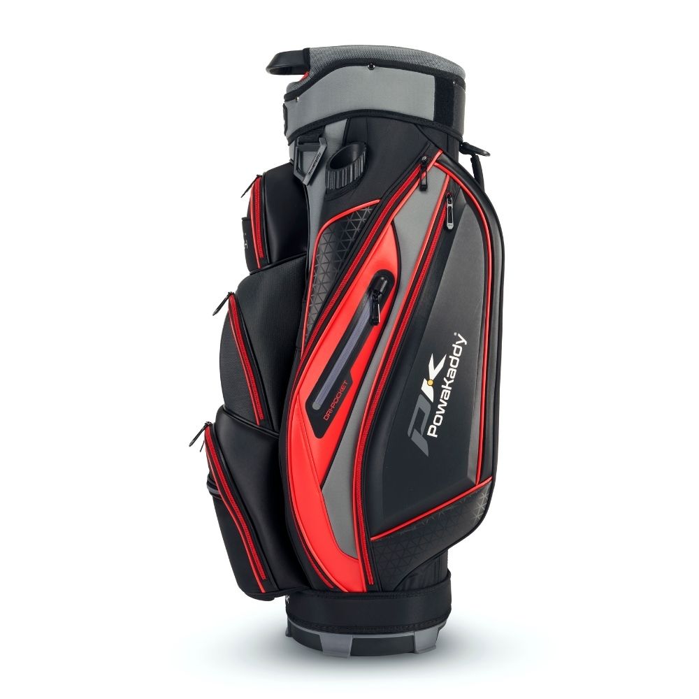 Powakaddy Premium Tech Golf Bag 2024 - Gun Metal Black Red   