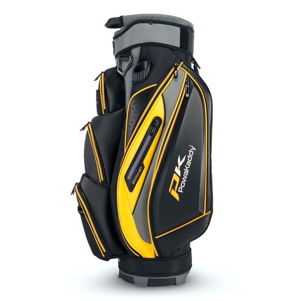 Powakaddy Premium Tech Golf Bag 2024 - Gun Metal Black Yellow   