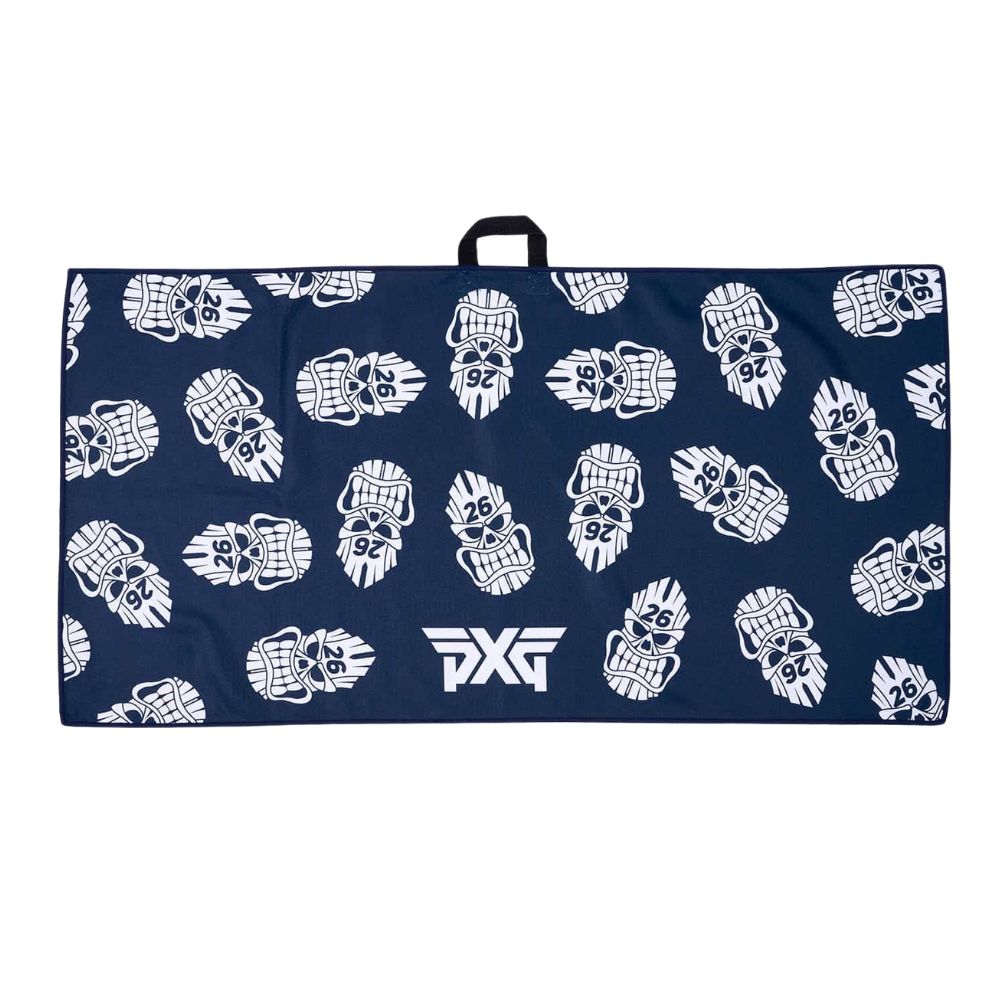 PXG Darkness Tiki Skull Players Golf Towel 2025 Navy / White