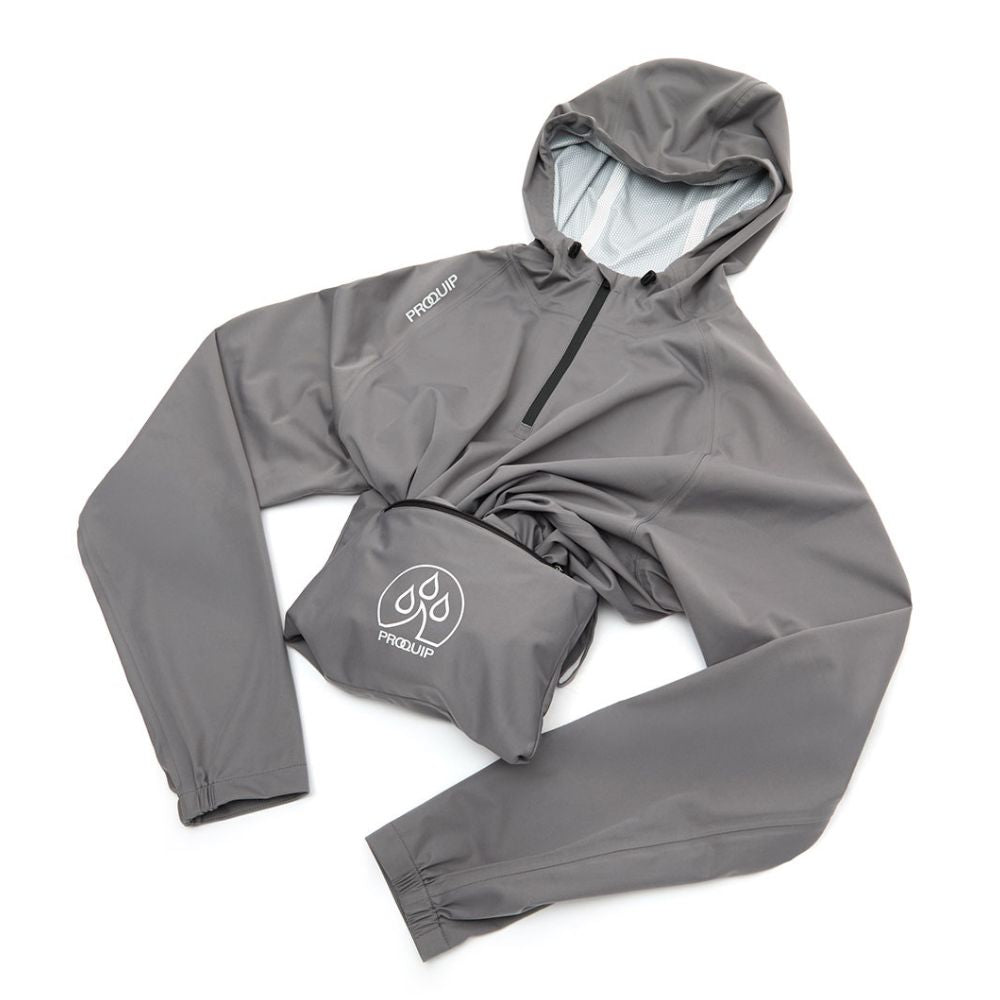 ProQuip Propac Lite Packable Waterproof Hooded Golf Jacket - Quiet Shade / Black