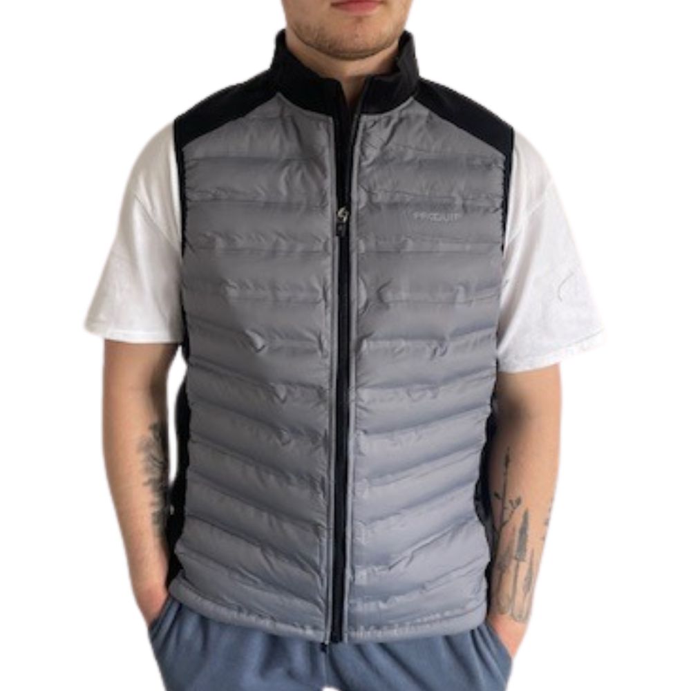ProQuip Yare Mens Quilted Golf Gilet Grey / Black M