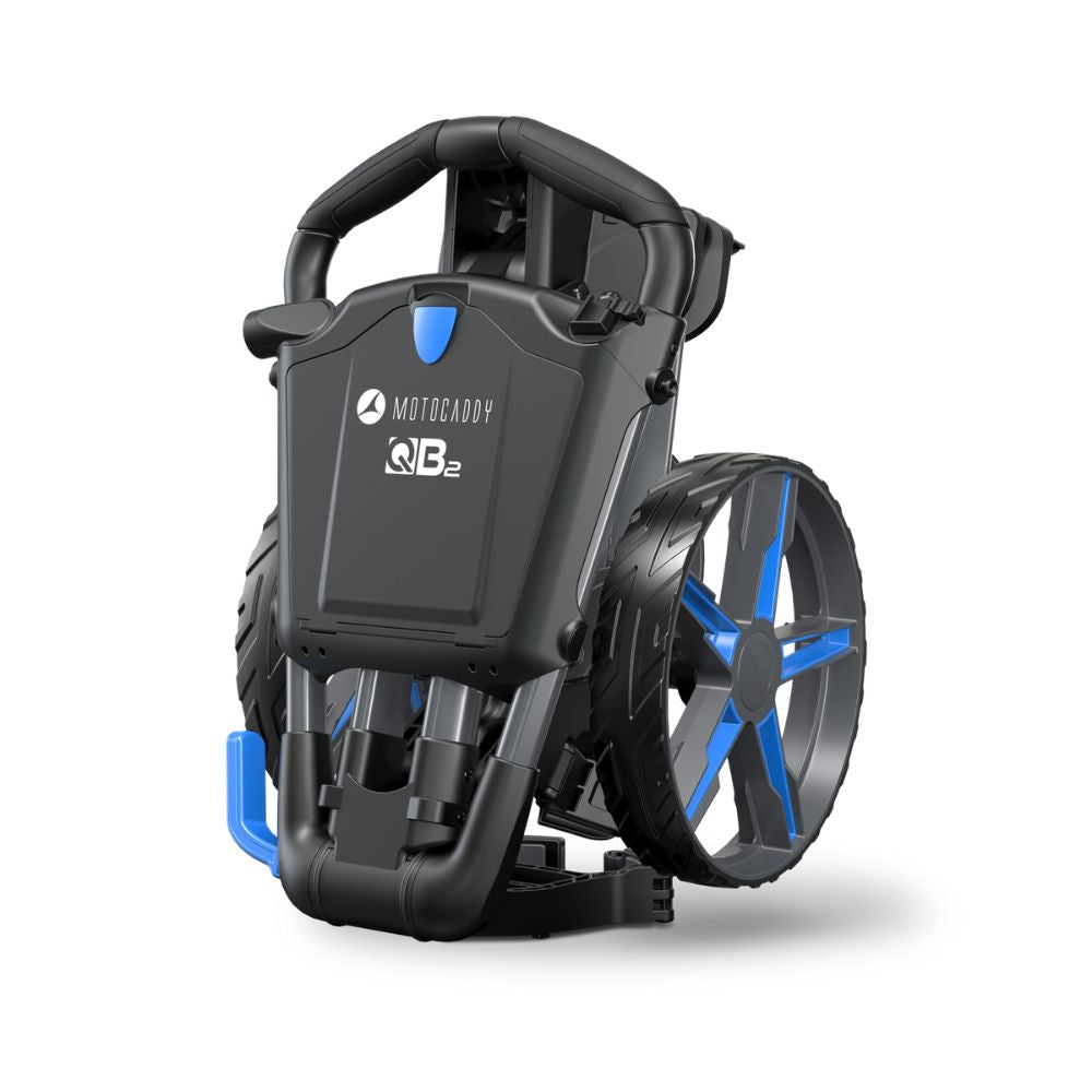 Motocaddy QB2 Cube Compact Folding Push Golf Trolley 2025 - Charcoal / Blue