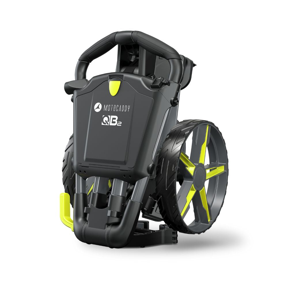Motocaddy QB2 Cube Compact Folding Push Golf Trolley 2025 - Charcoal / Lime